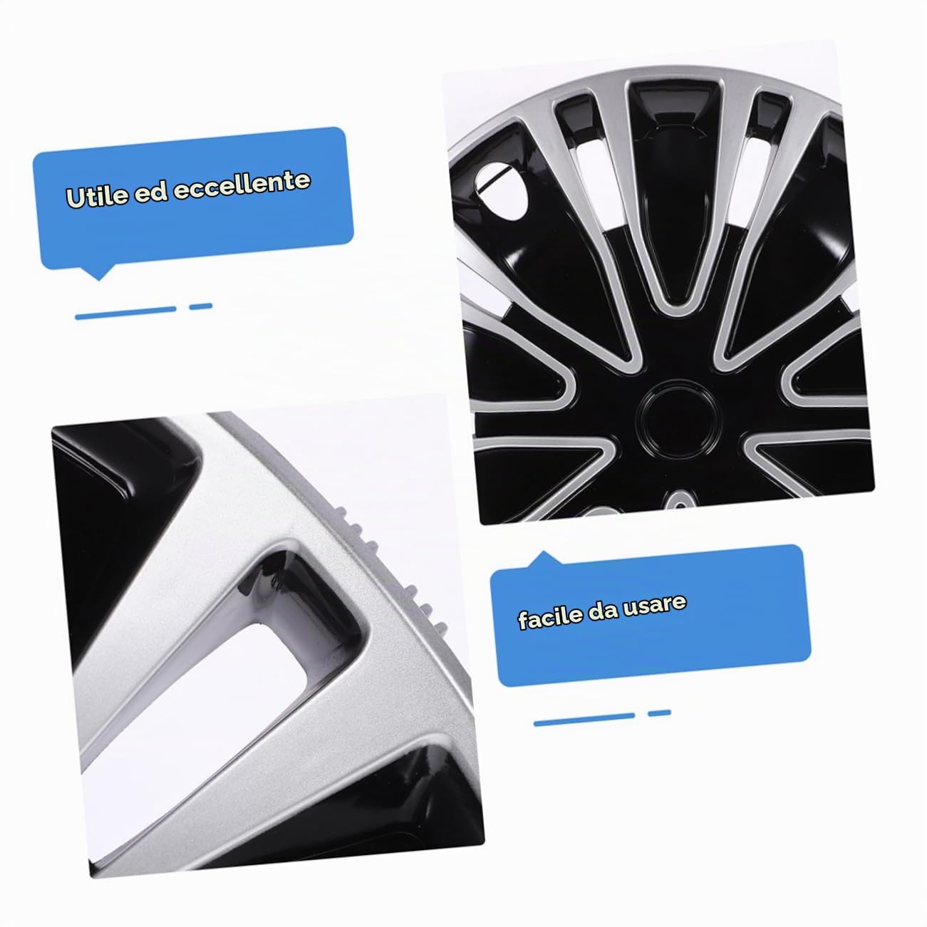 SOLUSTRE Copri Cerchi 16 Pollici Auto Coprimozzo Ruota Per Auto Coperture Del Mozzo Della Ruota Coprimozzi Decorativi Universali Installazione Fai Da Te Protezione Da Detriti 1 Pezzo
