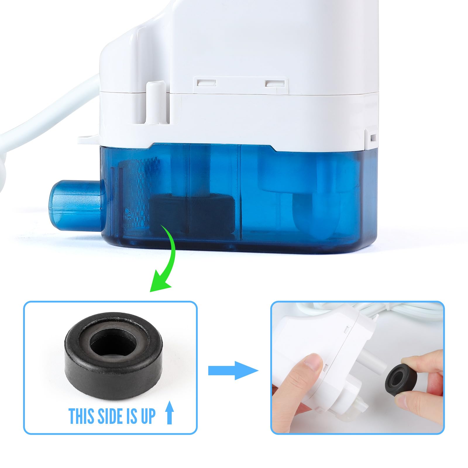 SWAWIS Pompa della Condensa per Condizionatore, 19dB Pompa di Scarico Condizionata Automatica con 70ml Serbatoio dell'Acqua, Portata Massima 24L/h, Prevalenza 10m, per Condizionatori d'Aria 10kW