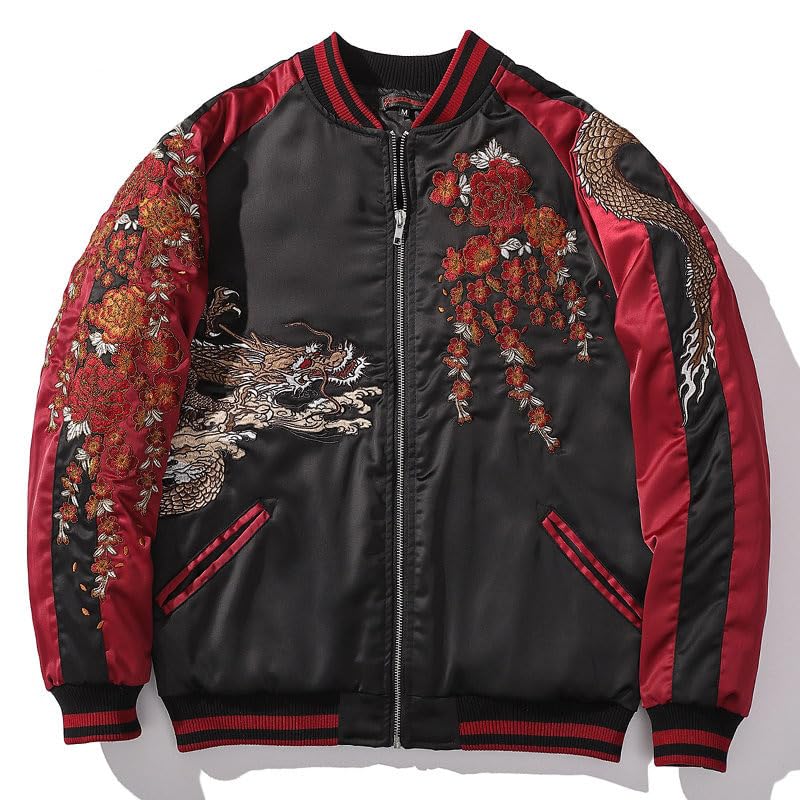 USTZFTBCL Heavy Industry Dragon Embroidery Autumn Baseball Uniform Jacket Embroidered Coat Youth Trendy Casual Coats Couples3