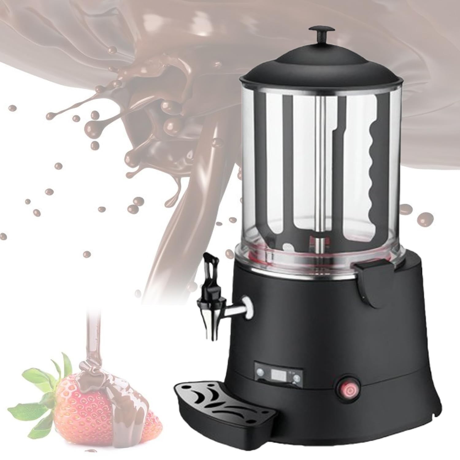 Machine à chocolat chaud 10 L, chauffe-boisson 400 W, température réglable de 30 à 90 ℃, avec bac d'égouttement, facile à retirer et à nettoyer, pour chauffer le chocolat, le café, le thé au lait