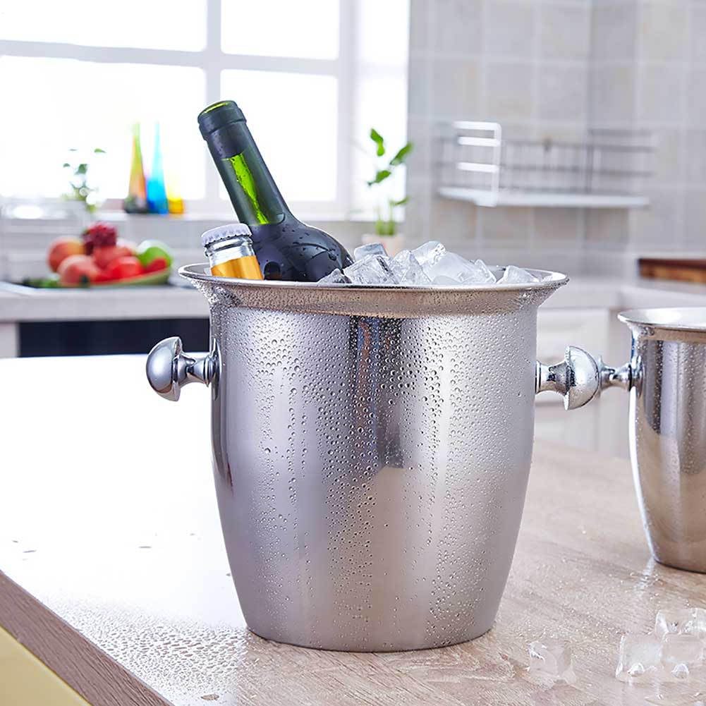 Cubo de hielo para vino - Recipiente de hielo de doble pared de acero | inoxidable - Enfriador de bebidas para , accesorios de bar, hotel, restaurante, hogar