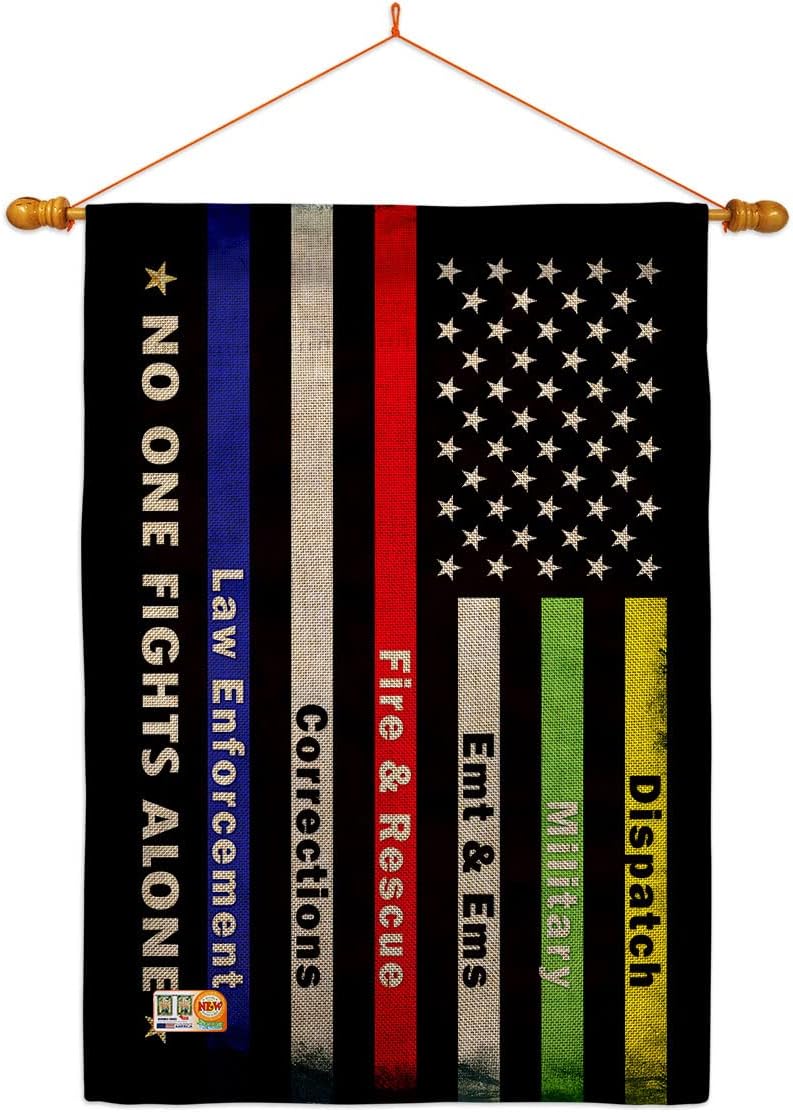 Service No One Fights Alone House Flag Armed Forces All Branches Support Honor United State American Military Veteran Official Small Decorative Gift Yard Banner Double-Sided Made In USA 28 X 40