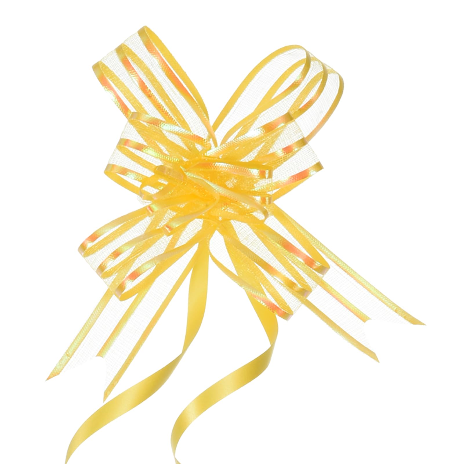M METERXITY 40 Pack Chiffon Pull Bows - Presents Wrap String Bow, (2.4" Yellow) - Image 4