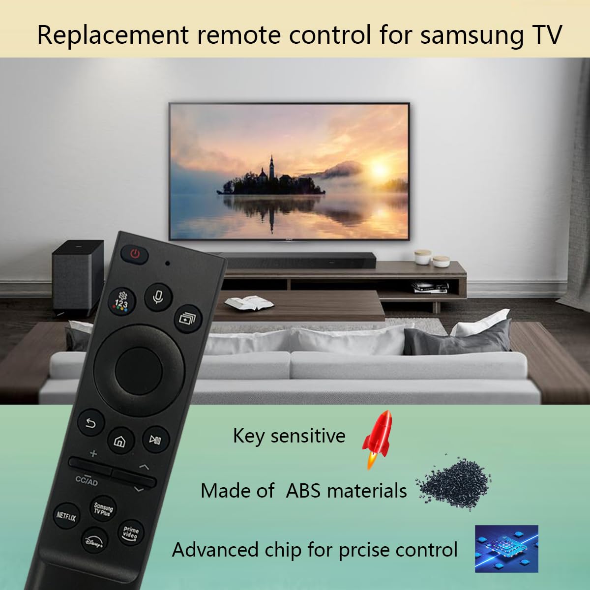 Zamiennik pilota głosowego do Samsung Crystal DU7200 Series HDR Smart TV UN43DU7200FXZA UN50DU7200FXZA UN55DU7200FXZA UN60DU7200FXZA UN65DU7200FXZA UN70DU7200FXZA UN75DU7200ZA FXUN85DU7200ZA 0FXZA