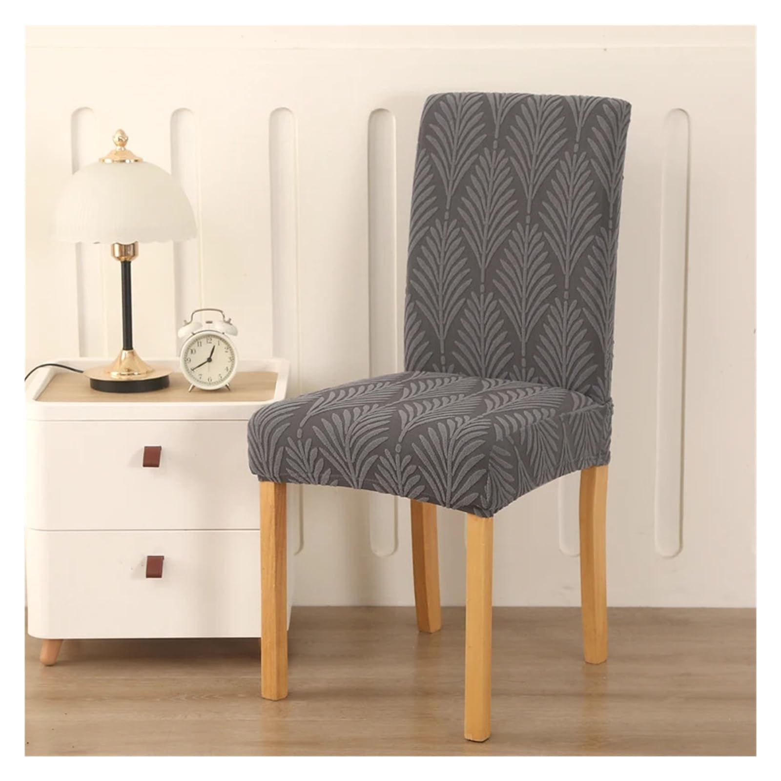 ITRHJTGP Chair Covers Jacquard Dining Chair Covers Spandex Dustproof Furniture Protectors Stretch Hotel Home Decoration(Dark Grey,4pcs chair cover)