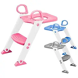 Assento Redutor Infantil Vaso Sanitário Privada Com Escada Trono Troninho (Rosa)