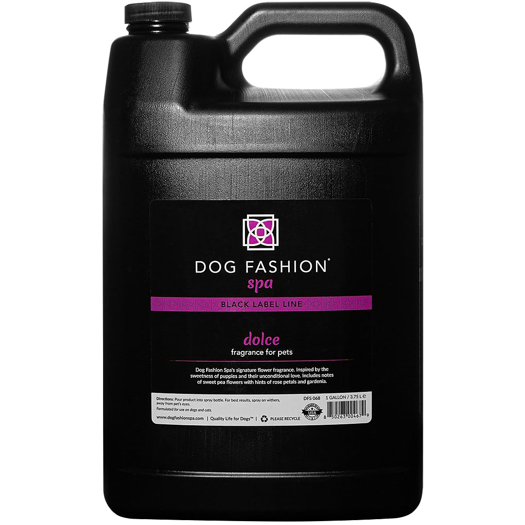 Dog Fashion Spa Dolce Dog Fragrance – 1 Gallon | Sweet Floral Dog Cologne with Sweet Pea, Rose Petals & Gardenia | Long-Lasting Pet Perfume for Dogs & Cats | Made in USA