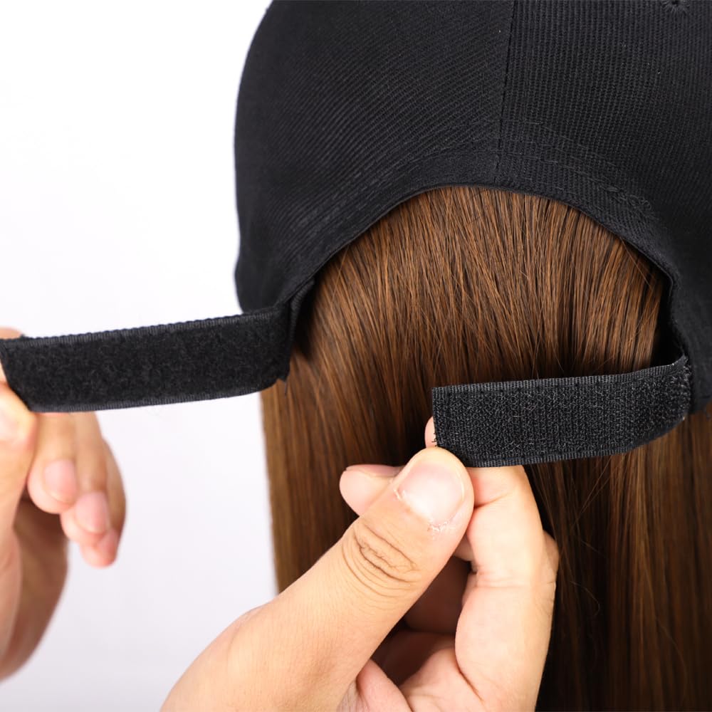 Samyak Unique cap with attached hair extension straight natural brown no need to go parlor Hat with Synthetic Hair Extension For Girls & Women