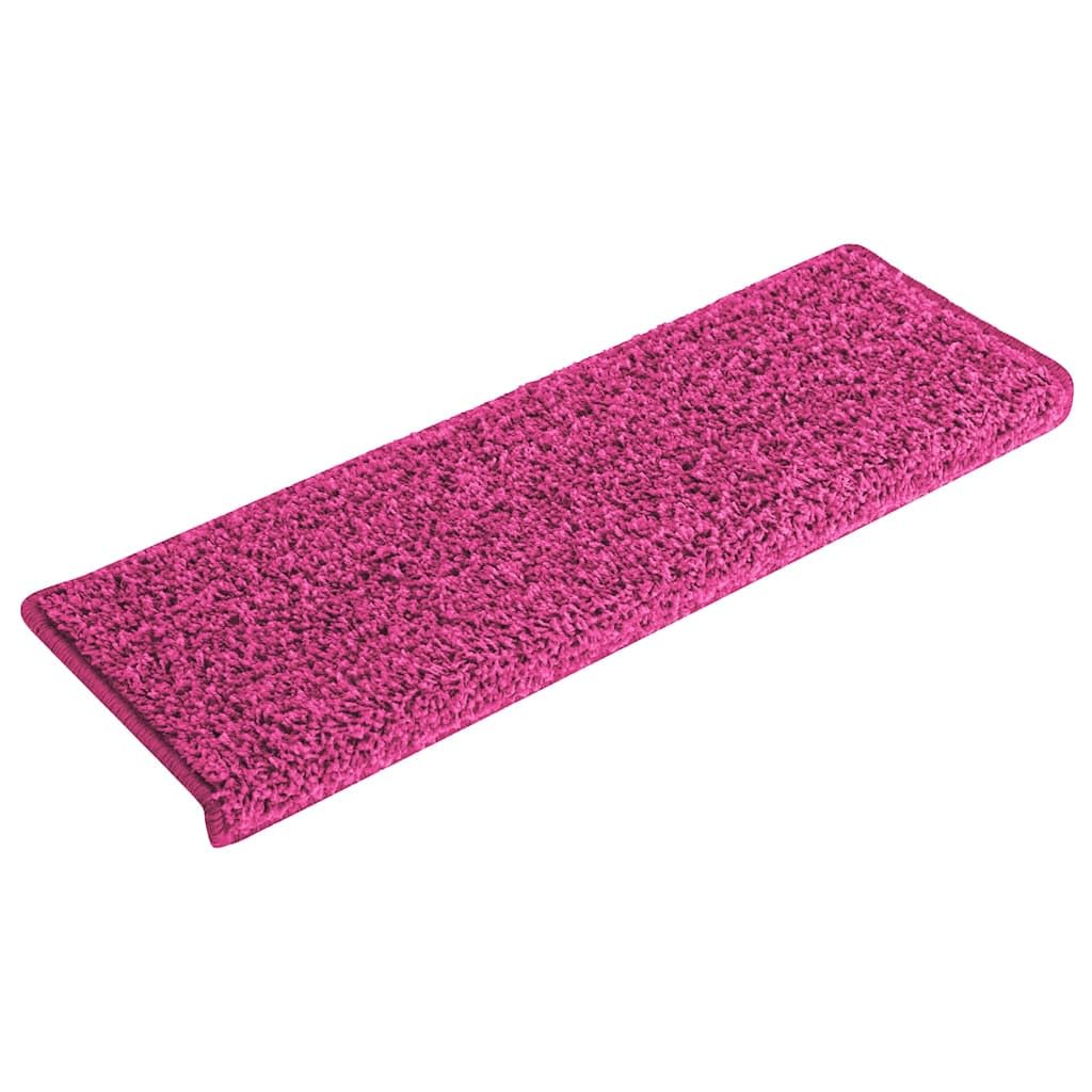 Lot de 15 tapis d'escalier rectangulaires roses 65 x 21 x 4 cm