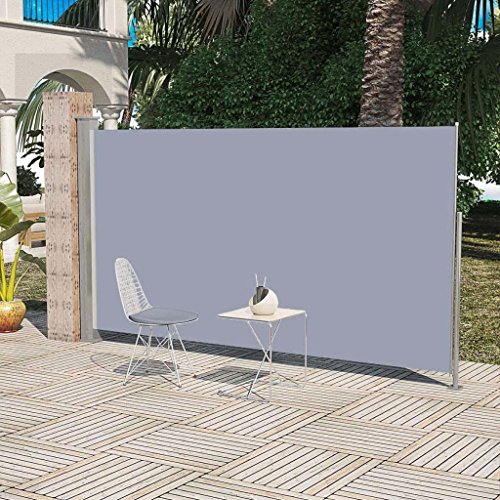 Tidyard Toldo Lateral para Proteger Lateral Separador Retráctil Biombo Separador para Jardín o Terraza con Función de Auto-Reverse Acero Gris 160x0-300cm