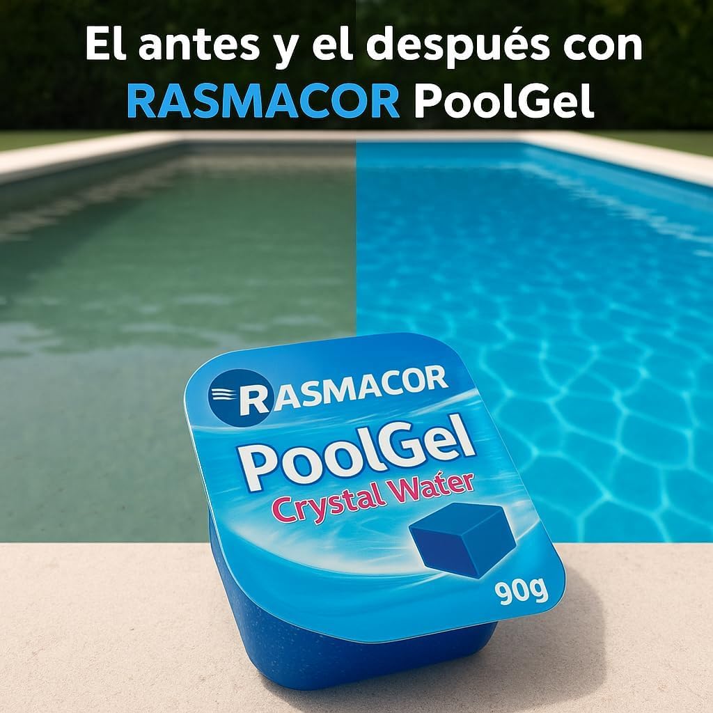 RASMACOR | Caja Completa (36 Unidades) Floculante Gel monodosis | Limpiador y clarificador de Agua para Piscinas| Transparencia Total del Agua |