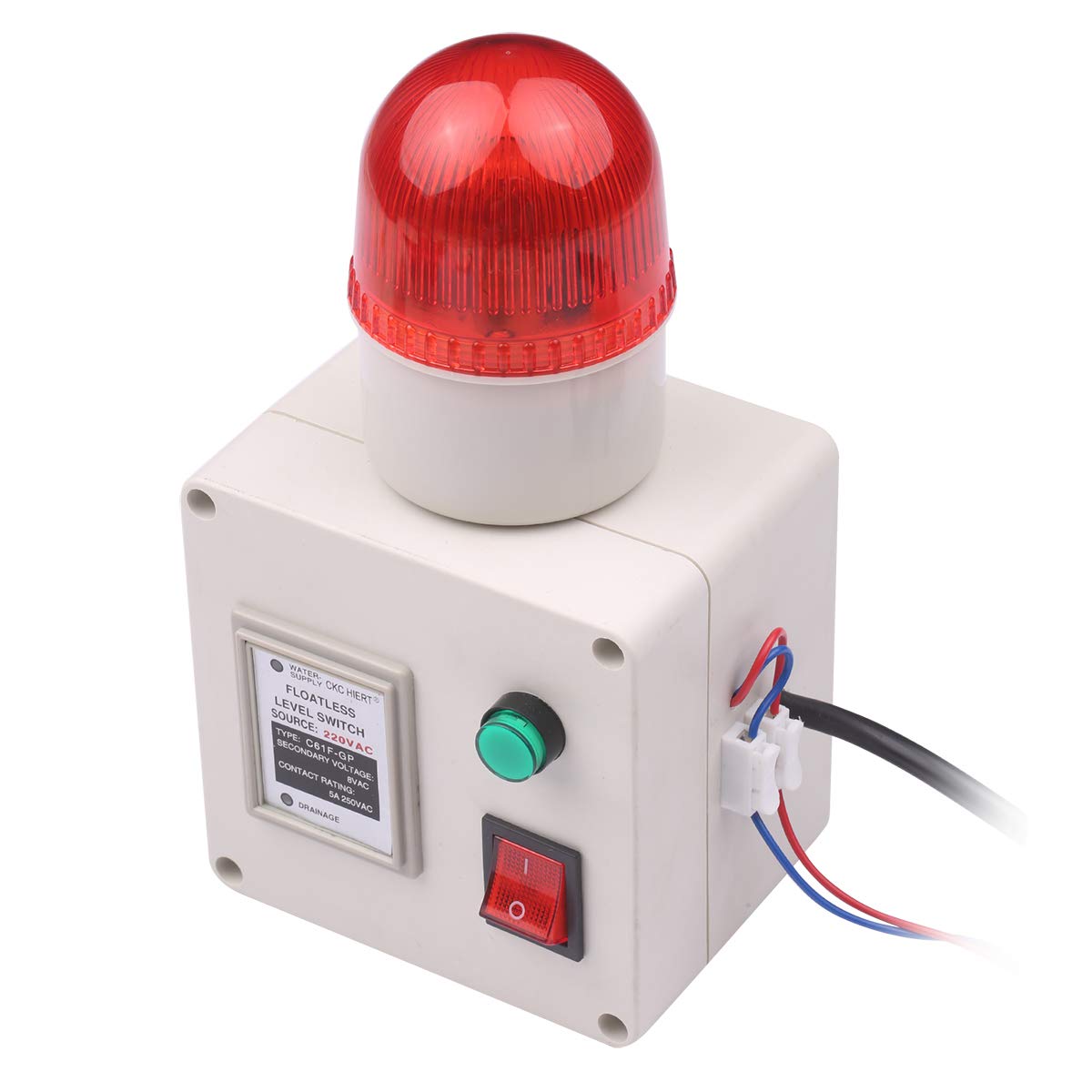 Wasserstandsanzeigealarm Wasserstandalarmsensor Wasserleitungsanzeigealarm Alarm für niedrigen und hohen Wasserstandsensor mit Lautstärkeregler des Schalldämpfers