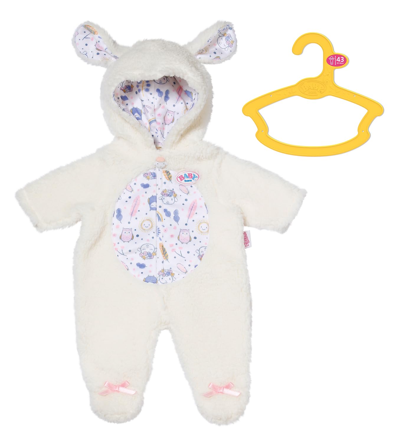 BABY born Sheep Outfit – Romper with Hood & Sheep Ears – High-Quality Doll Clothing – Doll Accessory for All 43 cm Dolls