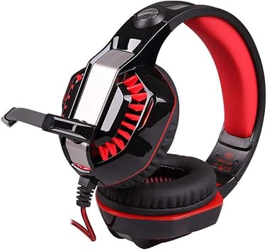 GM-2 Wired Gaming Headset Noise Cancelling Computer PS4 PC Gamer, Black and Red Mic and Deep Bass Stereo Gamer Headphones