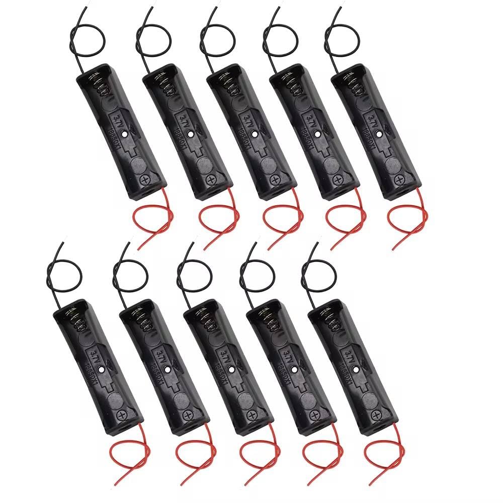18650 Single Cell Lithium Battery Holder - for 3.7V li-ion Plastic case with Lead Wire Hard pin Spring Retention - Black PACK OF 10-picture-20