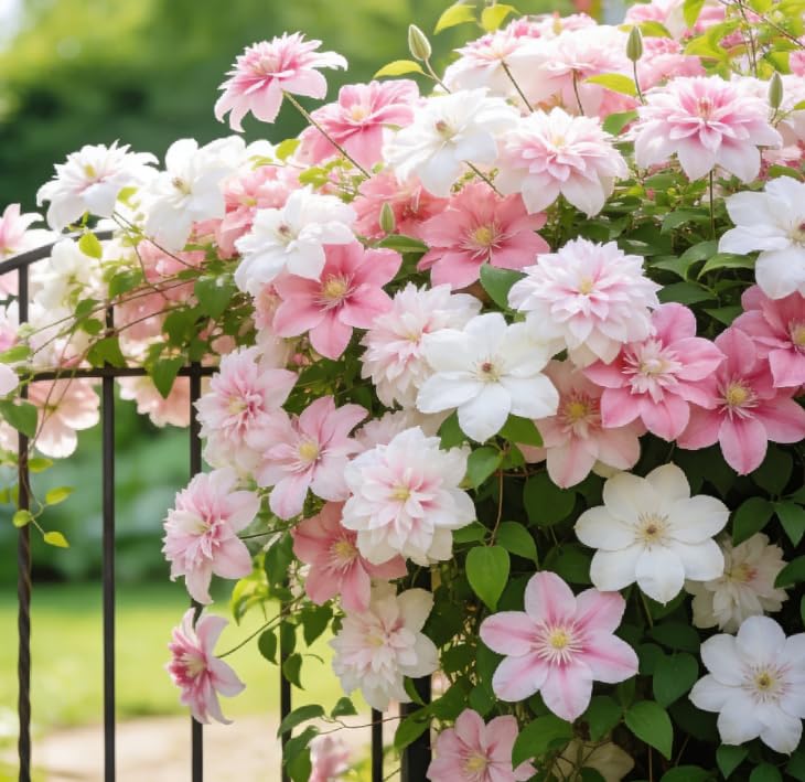 Rare Clematis - Outdoor Climbing Plant - Climbing Clematis Plant - Garden Fence and Trellise Decoration/Hardy Perennial Excellent Display-3 Rhizomes-D