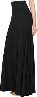 Lock and Love Women's High Waist Flare Maxi Skirt - Stretchy Elastic Waist, Flowy Floor-Length, Prints & Solids
