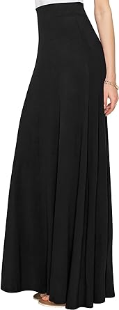 Lock and Love Womens Casual Comfy Stylish High Waist Flare Long Maxi Skirt Available in Print & Solid Options