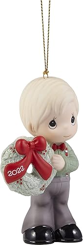 Miniatura 3 de Precious Moments 221010 May Your Christmas Wishes Come True 2022 Adorno de porcelana con fecha de niño Bisque