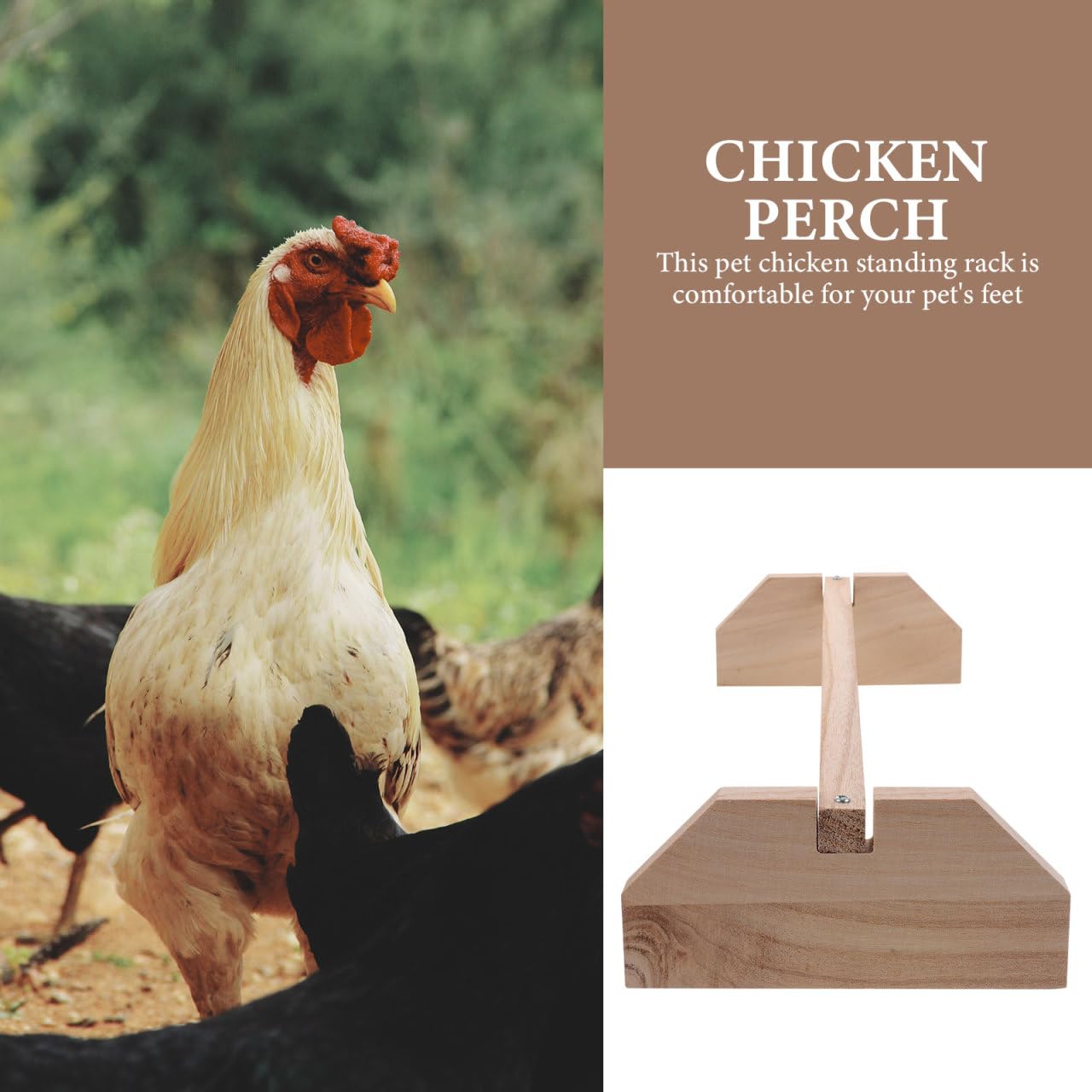 Hemobllo Perchoir pour Poules en Bois Naturel 40cm, Support d'Entraînement Stable à Base Triangulaire pour Poussins, Jouet de Poulailler Fait Main pour Volailles et Grands Perroquets (Aras)