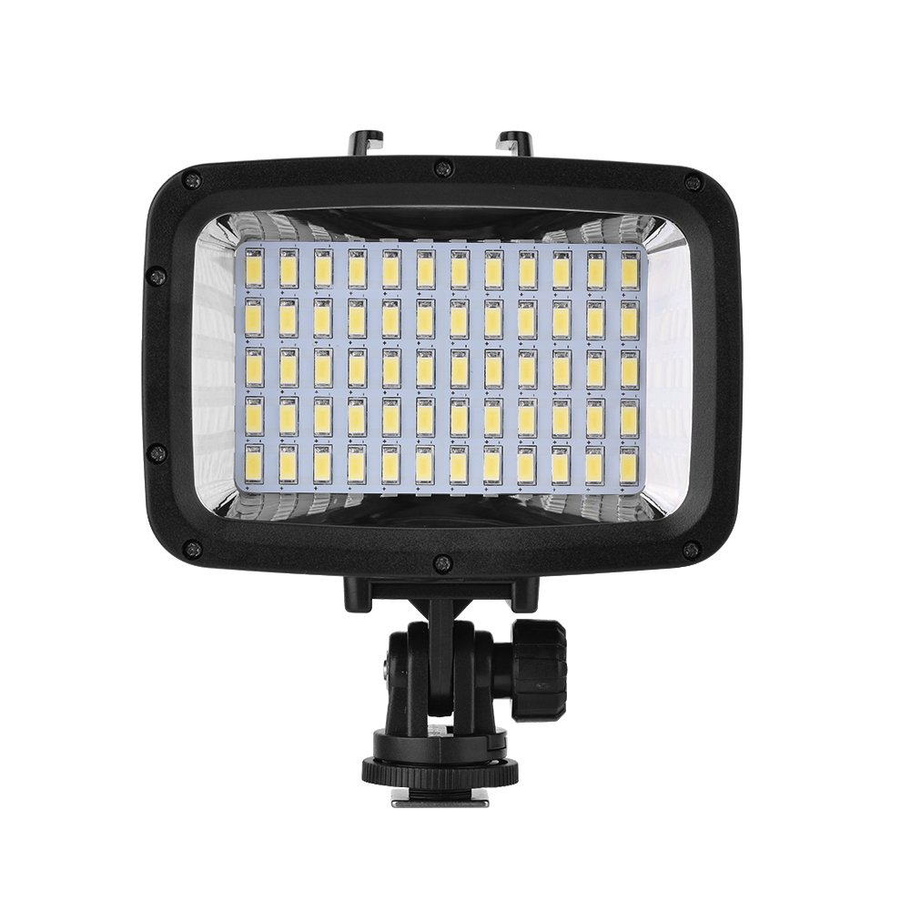 Camera Light 40m/130ft Underwater Waterproof Diving 60pcs LED Video Light 16:9 Wide Screen Fill Lamp for Camera and Smartphone