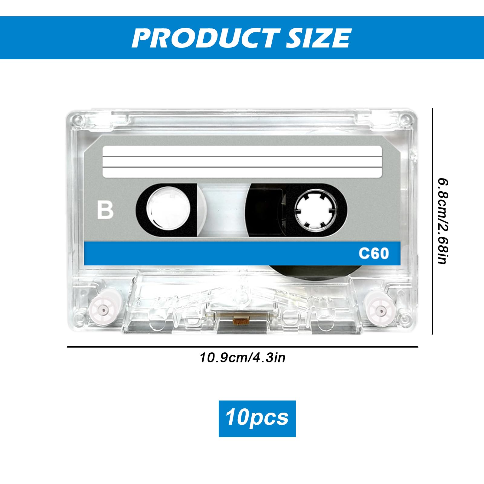 Sporgo Confezione da 10 cassette audio vuote: 60 minuti a basso rumore, ad alte prestazioni, bianco, cassetta, per conferenze, seminari, registrazioni quotidiane