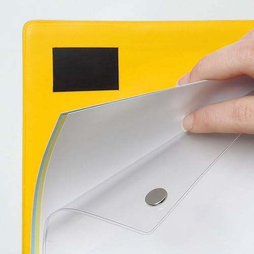 Vista 3 de StoreSMART® MCP3512MB-Y-10 - Bolsillos magnéticos con cierre, parte trasera magnética, 11 x 17 pulgadas, paquete de 10 unidades, color amarillo