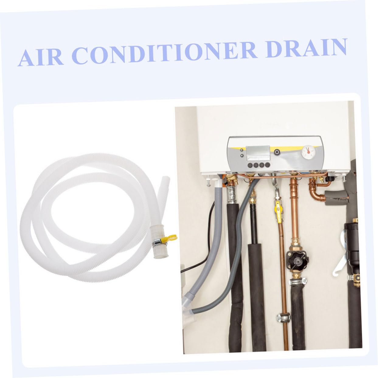 Tubo Scarico Condizionatore Bianco in Pe e Abs con Fascette Resistenti, Tubo Flessibile per Drenaggio Condizionatore, Durevole e Facile da Installare