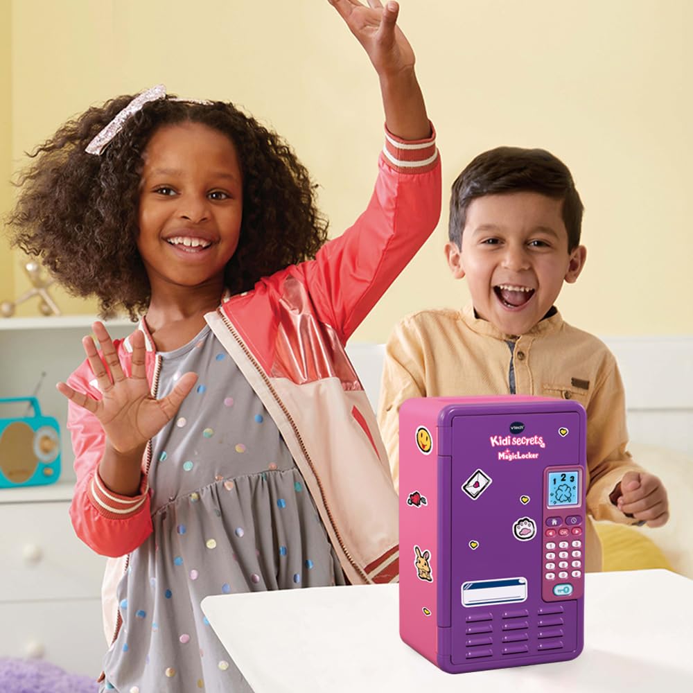 VTech KidiSecrets Różowa Magiczna skrytka, interaktywny sejf z tajnym kodem, 3 gry edukacyjne, spersonalizowana skrytka, język włoski, baterie w zestawie, 6-12 lat