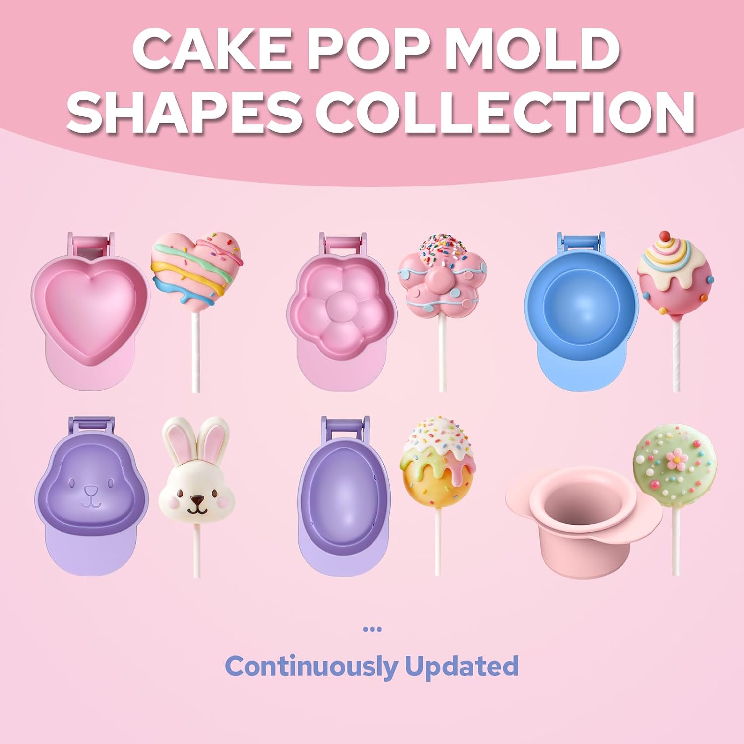 2 Pcs Round Cake Pop Molds with 100 Sticks