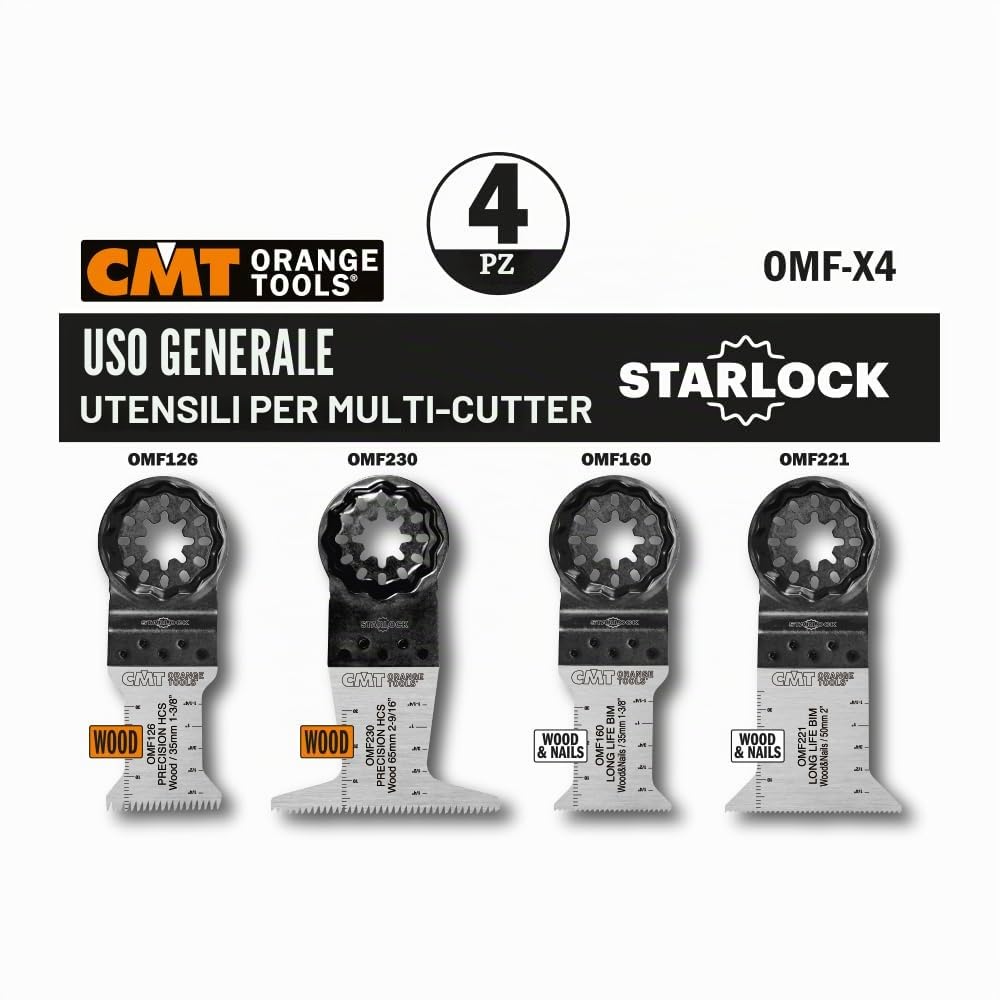 CMT Orange Tools OMF-X4 - Set 4 Lame per Utensile Multifunzione