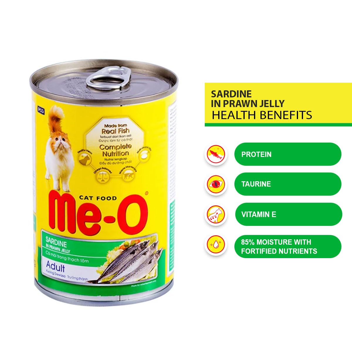 Me-O Adult Cat Wet Sardine in Prawn Jelly Food, 400 g 2