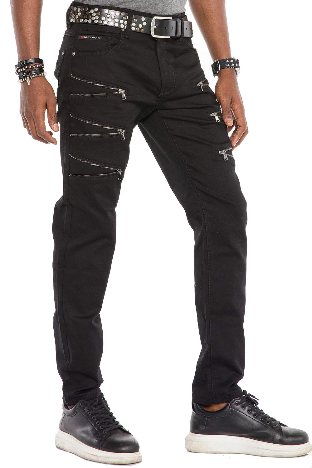 Cipo & Baxx Pantalones vaqueros de corte recto para hombre, con cremallera