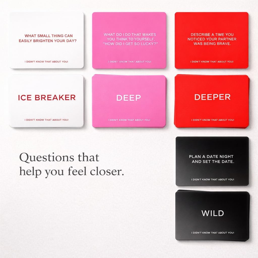 I Didn’t Know That About You! Couples Conversation Cards – 100 Questions for Date Night, 4 Levels (Ice Breaker to Deeper), Meaningful Gift for Anniversaries & Weddings