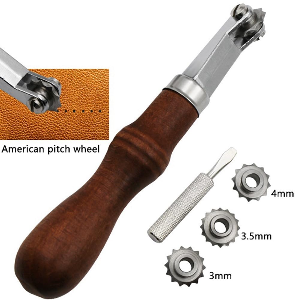 Abstandsrad-Set DIY Handgefertigte Lederwerkzeuge Ritzrad Pauspunkt Abstandsrad Lederstanzrad Silber &