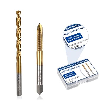 M6 x 1 Spiral Point Thread Tap and 5.0mm Twist Drill Bit Set, High Speed Steel 6542 with M35 Cobalt Drill Bits, Metric Machine Screw Threading and Drilling Tool Kit for Metalworking