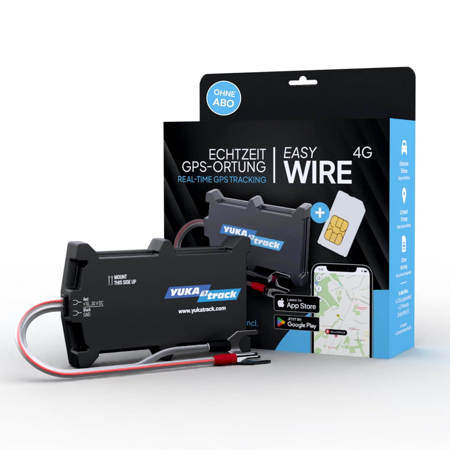 easyWire 4G localizador GPS para Coche, Moto, camión y Caravana | SIM y datos UE incluidos, localización en vivo por app, libro de rutas, sin suscripción ni contrato, listo para usar