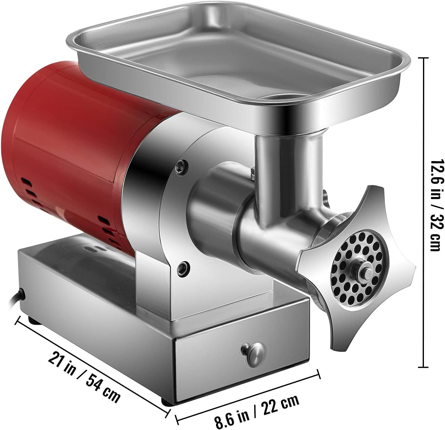 VEVOR, 661 Lbs/Hour800 W Machine, 1.5 HP Electric Mincer with 2 Grinding Plates, Sausage Kit Set Meat Grinder Heavy Duty, Home Kitchen & Commercial Use Red, 800 W
