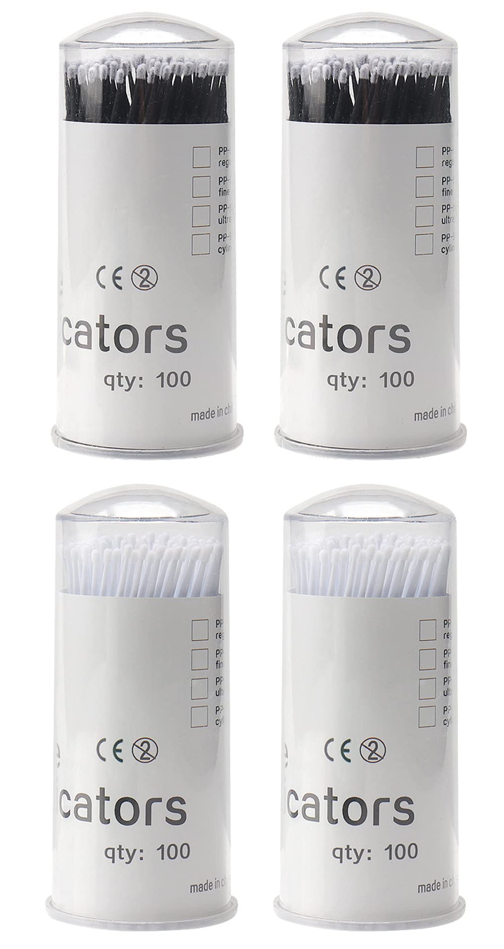 ECVV400 Pcs Disposable Micro Applicators Brush, Micro Eyelash Swabs for Eyelash Extension Cosmetics Makeup Bendable Brushes Picks with Storage Box-Black and White