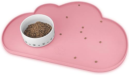 Miniatura 1 de Ptlom Tapete de silicona para alimentación de mascotas para perros y gatos, mantel individual de labios altos para mascotas, antideslizante,