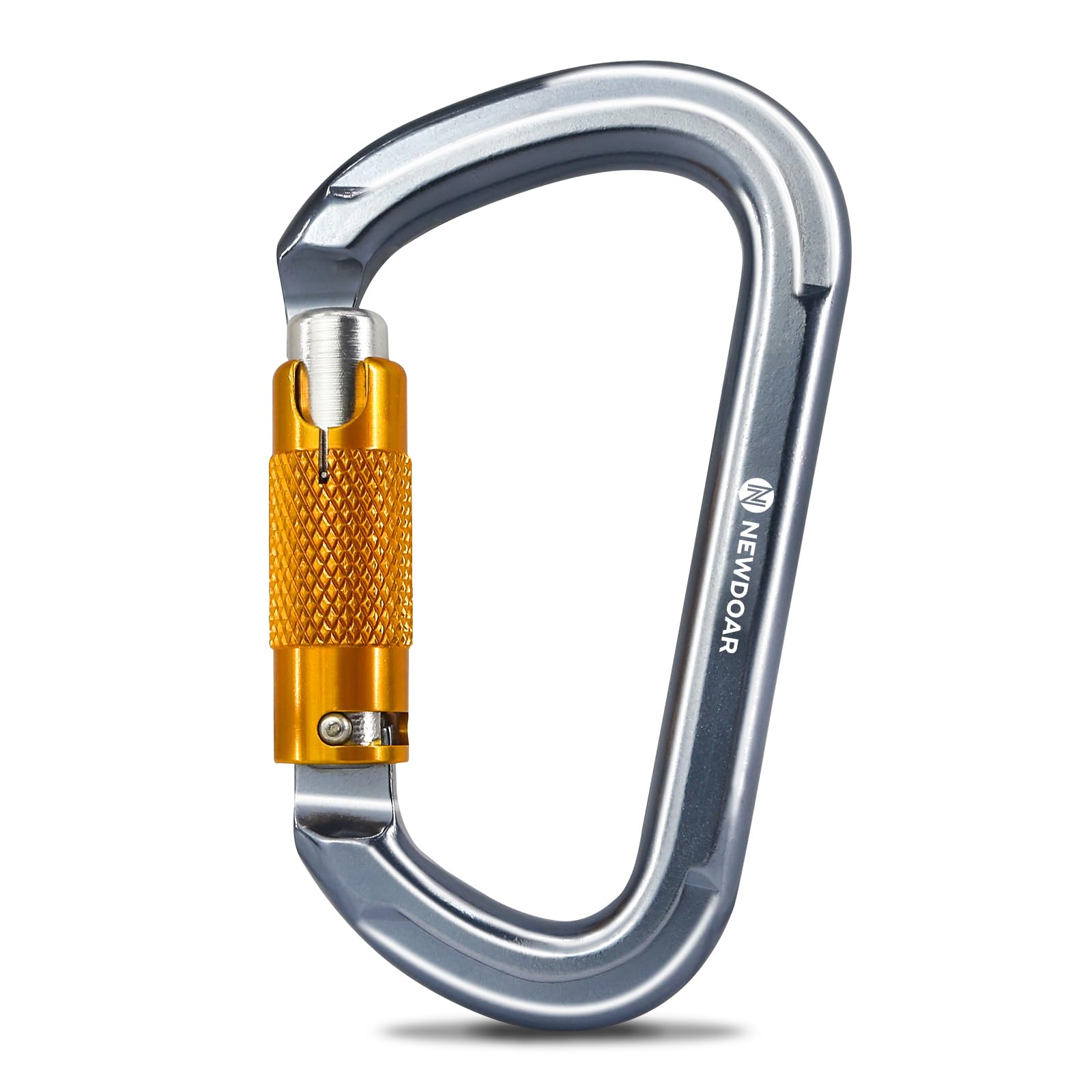 NewDoar 28KN UIAA & CE Certified Auto Climbing Carabiner Professional Heavy Duty Caribeaner for Rappelling D-Shaped