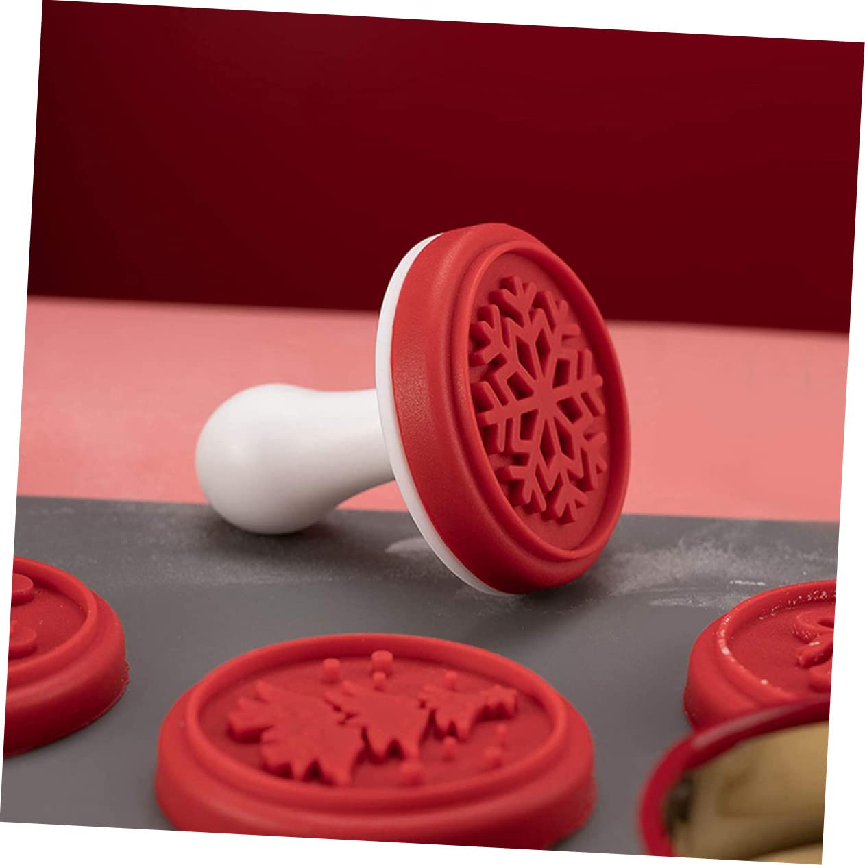 TOPBATHY 4 Juegos sello de galleta Molde de torta dulce de chocolate molde para hornear kitchen gadgets accesorios cocinita galletas decoración chocolate moldes de silicona páginas rojo