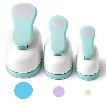 Koogel 3PCS Circle Paper Punch, Circle Hole Punch Different Size1 + 5/8 + 3/8 Inch for Scrapbook Cutter Crafting, Designs for Office Supplies, Arts Fun Projects, DIY Albums, Gift Tag, Photos