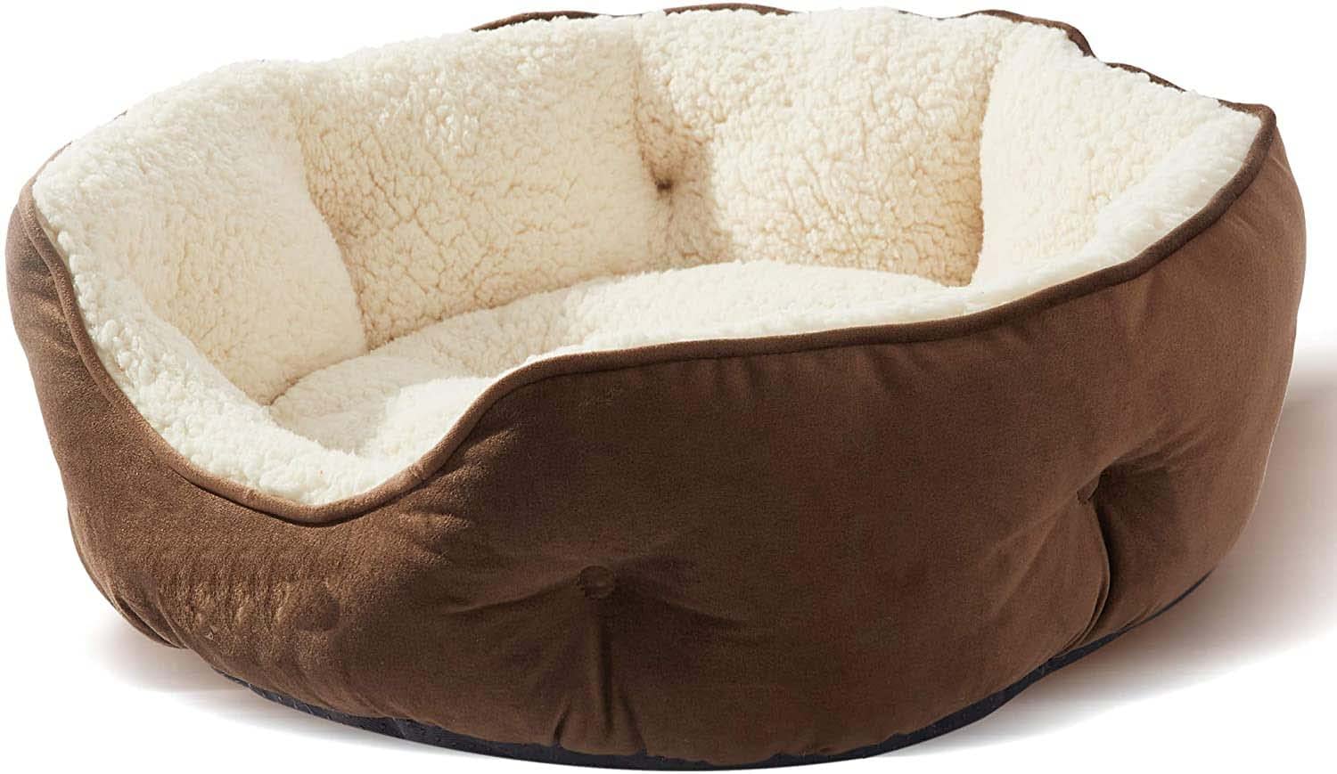AMICA Velvet&fleece Dog Bed,Cat Beds For Indoor Cats,Pet Bed For Puppy&Kitty,Extra Soft&Machine Washable With Anti-Slip&Water-Resistant Oxford Bottom Small Brown (B0B15LKC5Q) Amazon Price History, Amazon Price Tracker