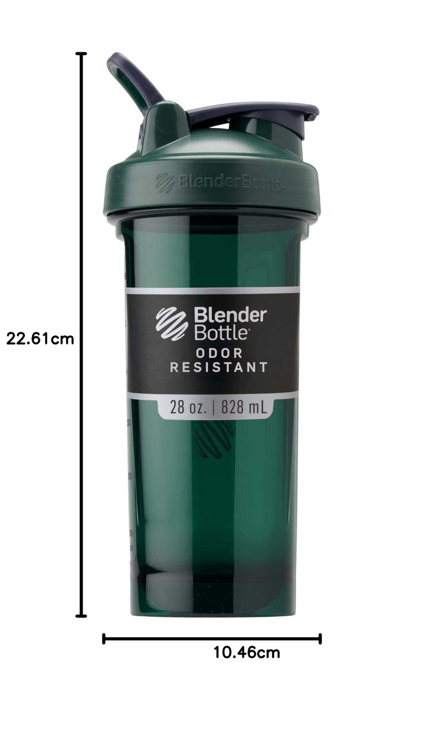 BlenderBottle Shaker Pro Series Bouteille parfaite pour les milkshakes protéinés et le pré-entraînement, 800 ml, vert