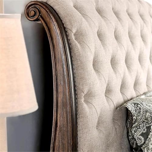 Miniatura 2 de Furniture of America FOA Kai - Juego de dormitorio de madera de tono natural de 2 piezas, tamaño King + mesita de noche