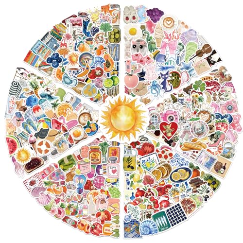 Image of 300PCS Aesthetic Stickers Pack, Cute Waterproof Vinyl Stickers for Laptop, Water Bottle, Journal, Scrapbooking