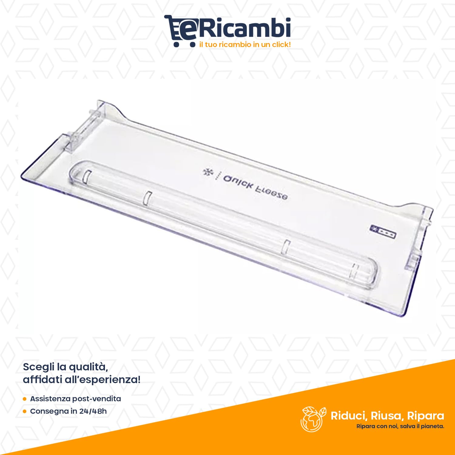 eRicambi® Sportello Frontale Cassetto Congelatore - Compatibile con Electrolux ZBB2294R, ZBB2294L, ZBF3124A, FI22/10EA - Dimensioni 405x162 mm - Ricambio Originale