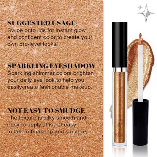 Image of SUAKE Liquid Sparkling Glitter Eyeshadow Stick Pack - High Pigment Shimmer Metallic Eye Shadow, Long-Lasting, White Blue Black Gold Purple Bold Colors,Quicking-Dry (5#-Orange, Pack of 1)