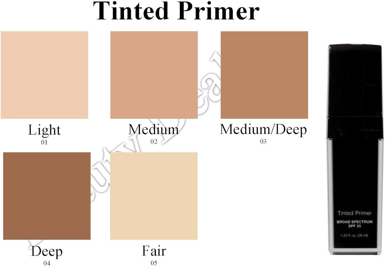 Beauty Deals Tinted Face Primer Broad Spectrum SPF 20 Hydrates Smooths and Protects Skin (Light)